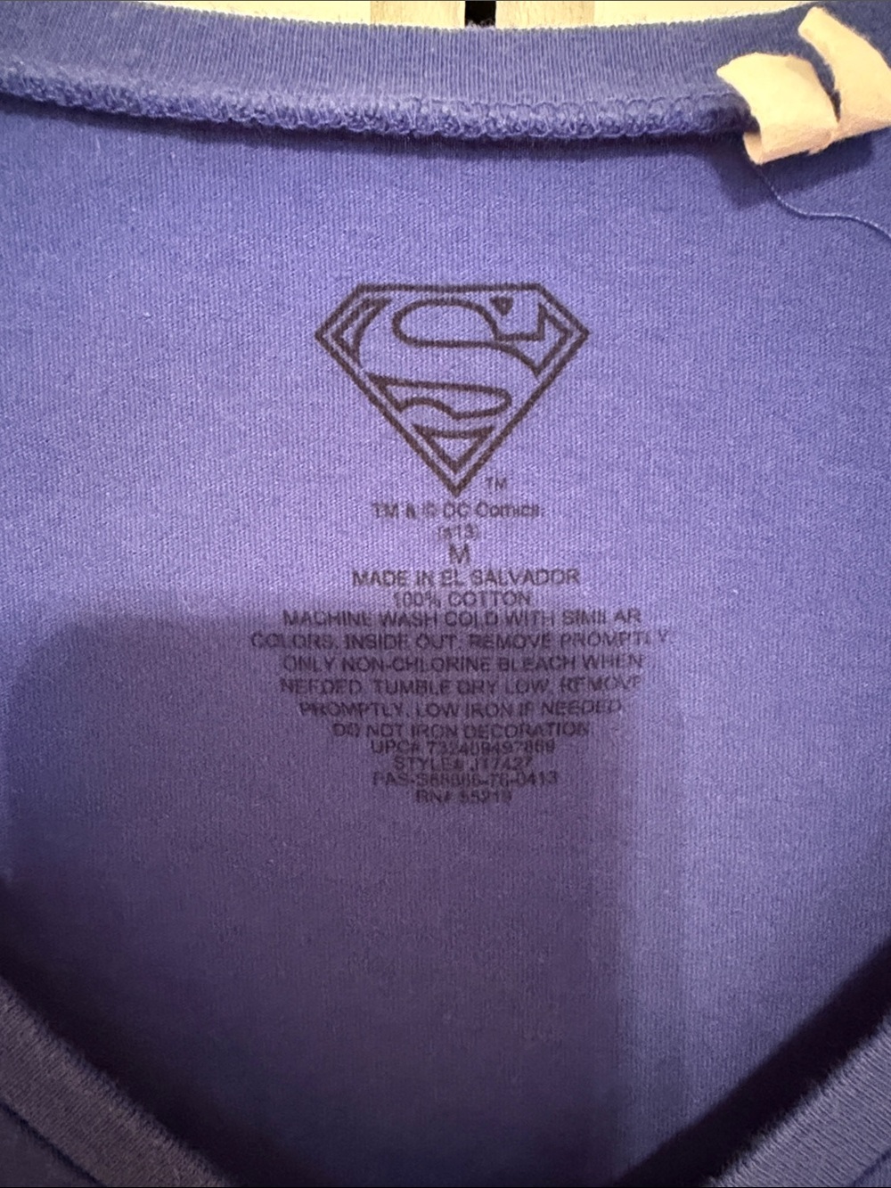 Women's Superman V-Neck Graphic T-Shirt, Blue, Size M - Picture 5 of 7